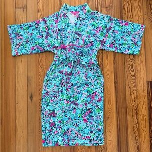 Lilly Pulitzer Elaine Velour Midi Robe Multi Dive Bar S/M